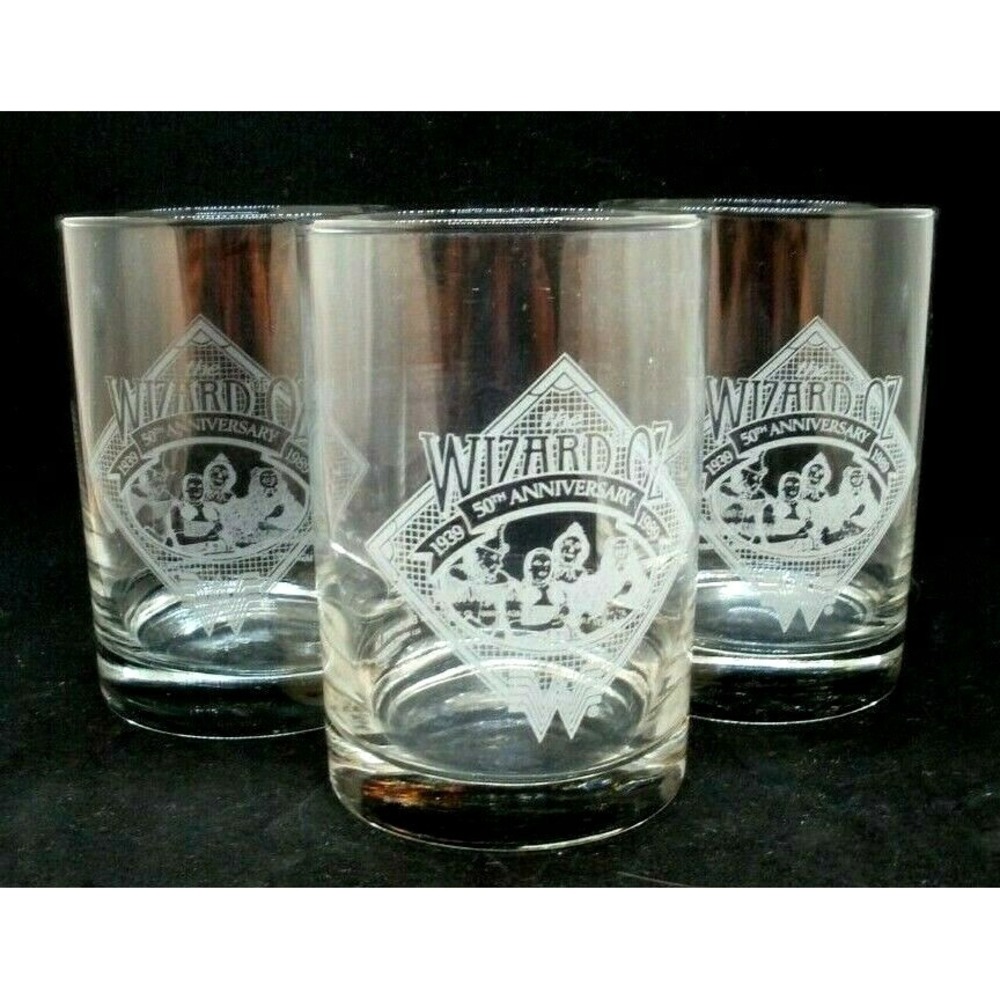 Wizard of Oz 50th Anniversary Glass Tumblers Whataburger 1989 Qty 3